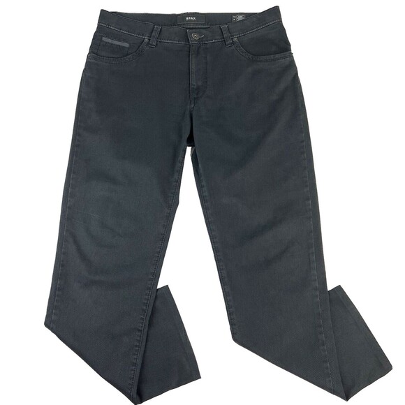 Brax Feel Good Mens Cadiz Pure Straight Leg Black Gray Mini Argyle Pants 34x30 - Picture 1 of 10